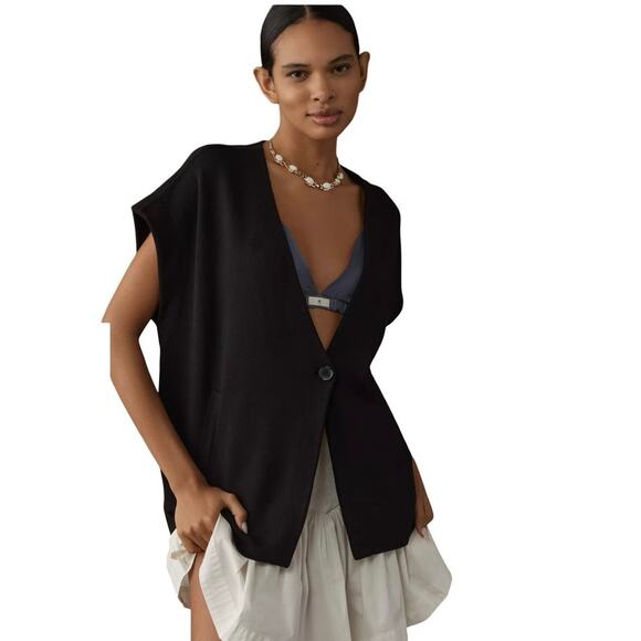 NWT Maeve By Anthropologie Women’s Oversized Muscle Sweater Vest Ivory Size L - Picture 1 of 8